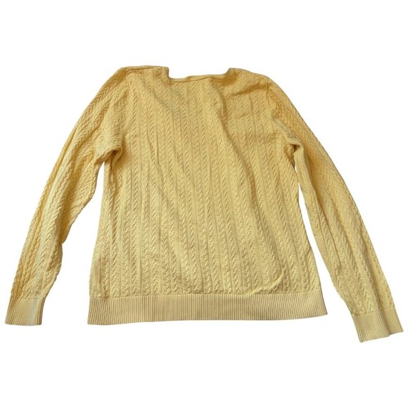 Vtg Talbots Cable Knit Sweater Size XL Pima Cotton Preppy Y2K Old Money Yellow - Picture 2 of 4